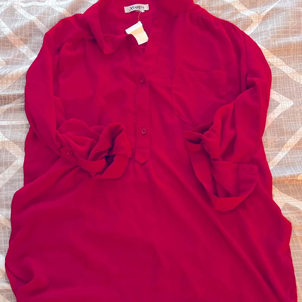 Red silk top